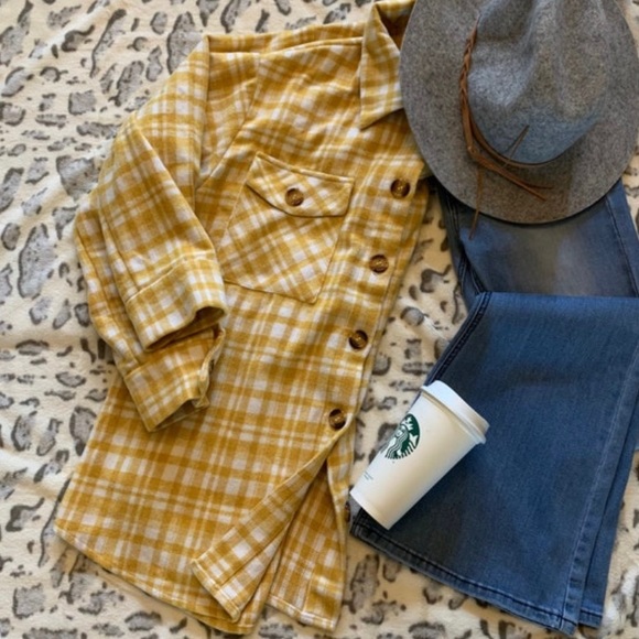 New Plaid Stripe Flannel Shirt Top Shacket Jacket - Picture 6 of 10